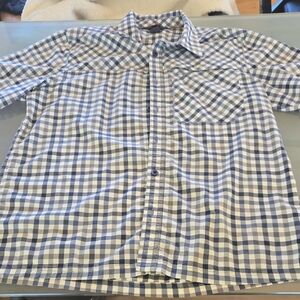 Outdoor Research Blue and White Gingham Button-Down Shirt